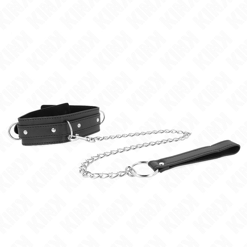 Collare BDSM con Guinzaglio Kink — 3 Anelli, Regolabile 38-49 cm