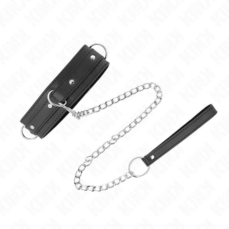 Collare BDSM con Guinzaglio Kink — 3 Anelli, Regolabile 38-49 cm