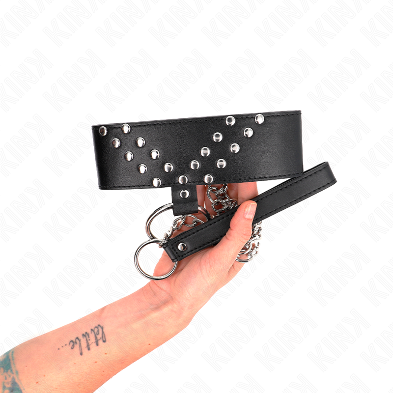 Collare BDSM con Cintura Kink — Regolabile, con Rivetti