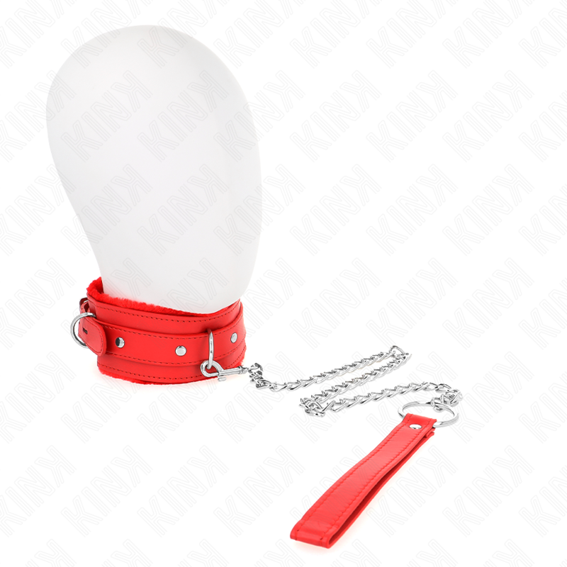 Collare BDSM con Guinzaglio Kink — Regolabile, Rosso