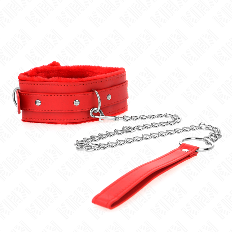 Collare BDSM con Guinzaglio Kink — Regolabile, Rosso