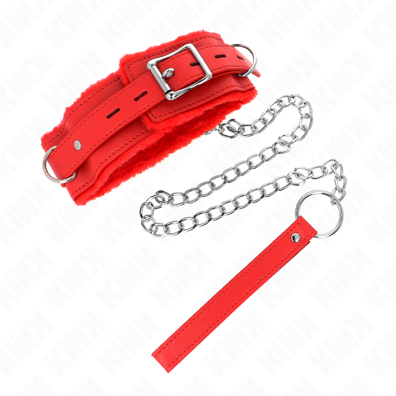 Collare BDSM con Guinzaglio Kink — Regolabile, Rosso