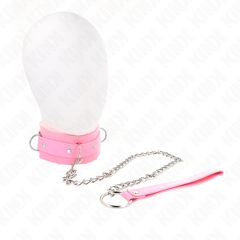 Collare BDSM con Guinzaglio Kink — Rosa, 36-42 cm