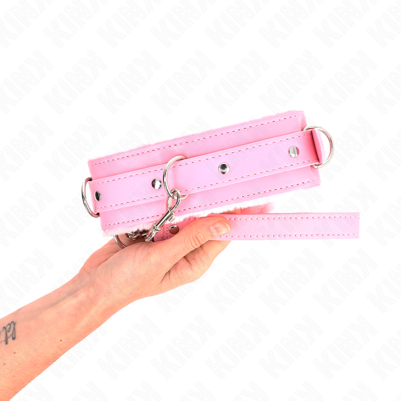 Collare BDSM con Guinzaglio Kink — Rosa, 36-42 cm