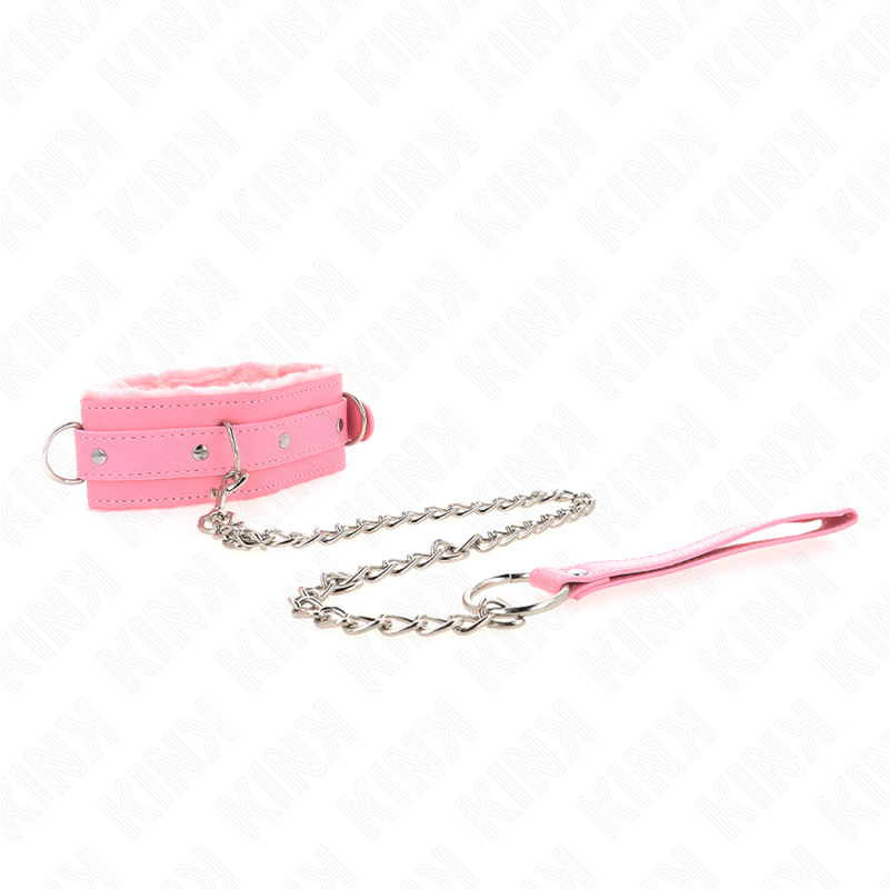 Collare BDSM con Guinzaglio Kink — Rosa, 36-42 cm
