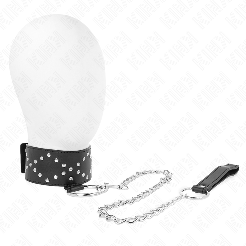 Collare BDSM con Guinzaglio Kink — Borchie Argento, Regolabile