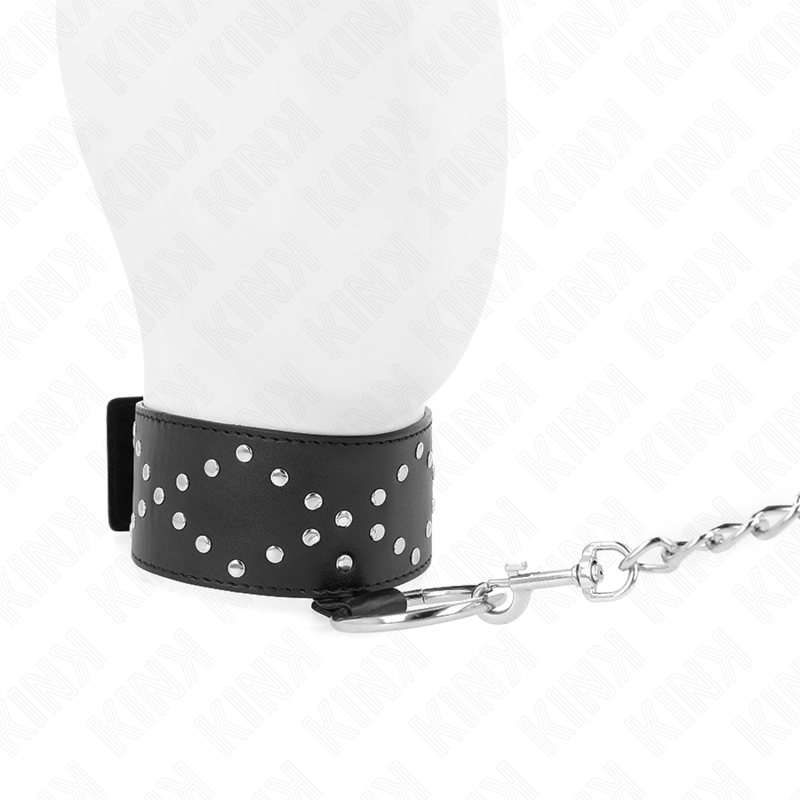 Collare BDSM con Guinzaglio Kink — Borchie Argento, Regolabile
