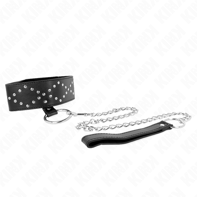 Collare BDSM con Guinzaglio Kink — Borchie Argento, Regolabile