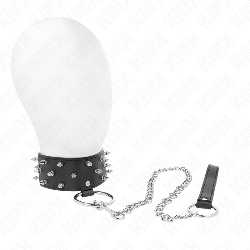 Collare BDSM con Guinzaglio Kink — Borchie Argento, 36-43 cm
