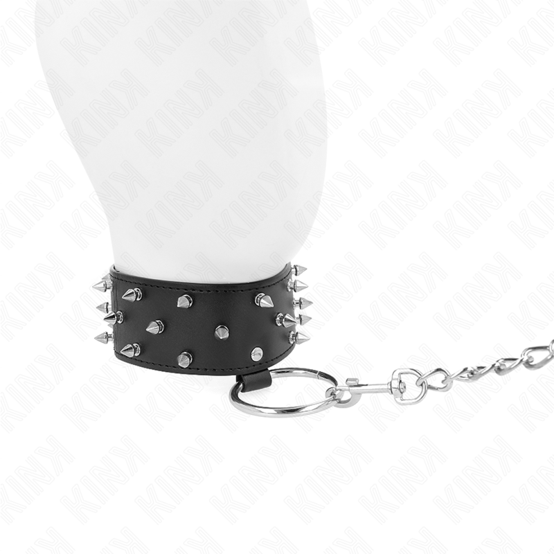 Collare BDSM con Guinzaglio Kink — Borchie Argento, 36-43 cm