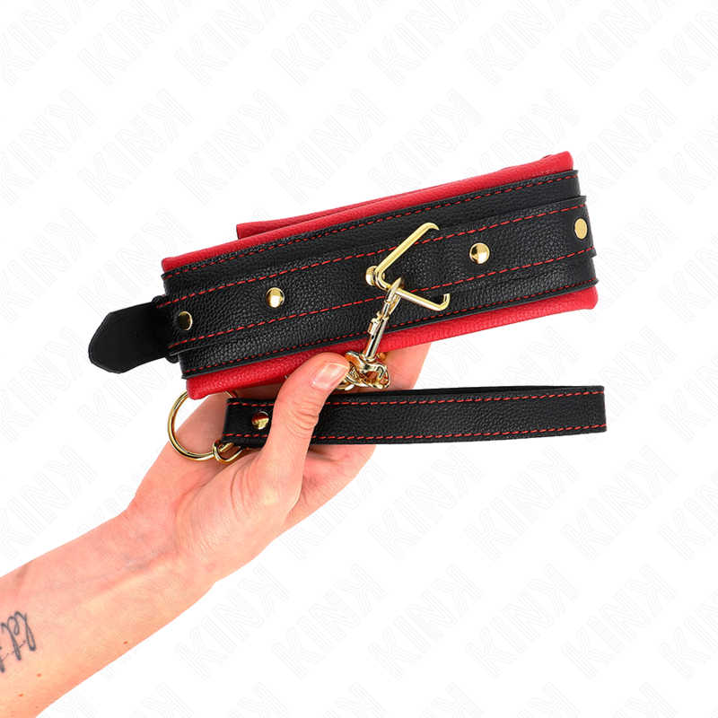 Collare BDSM con Guinzaglio Kink — Tessuto Regolabile 33-48 cm
