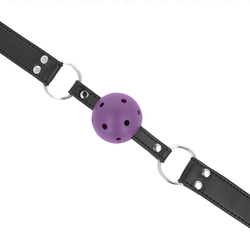 Bavaglio BDSM a Sfera Kink — Regolabile, Viola 4 cm