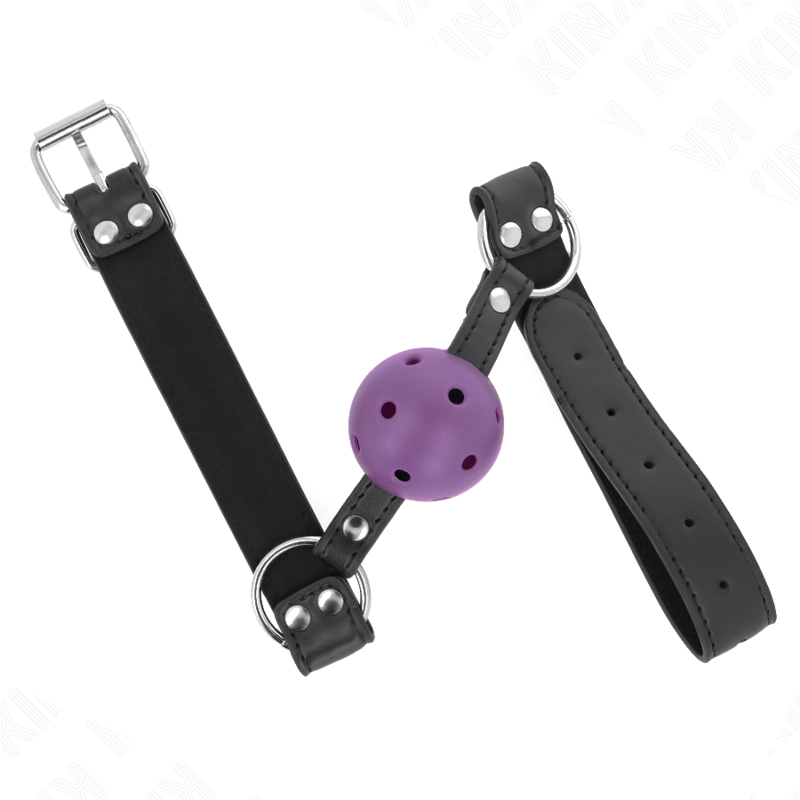 Bavaglio BDSM a Sfera Kink — Regolabile, Viola 4 cm