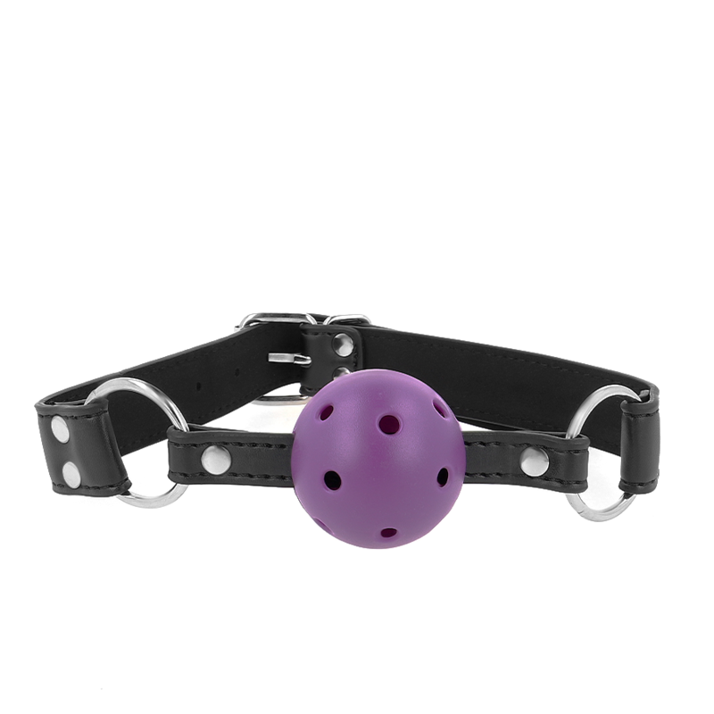 Bavaglio BDSM a Sfera Kink — Regolabile, Viola 4 cm