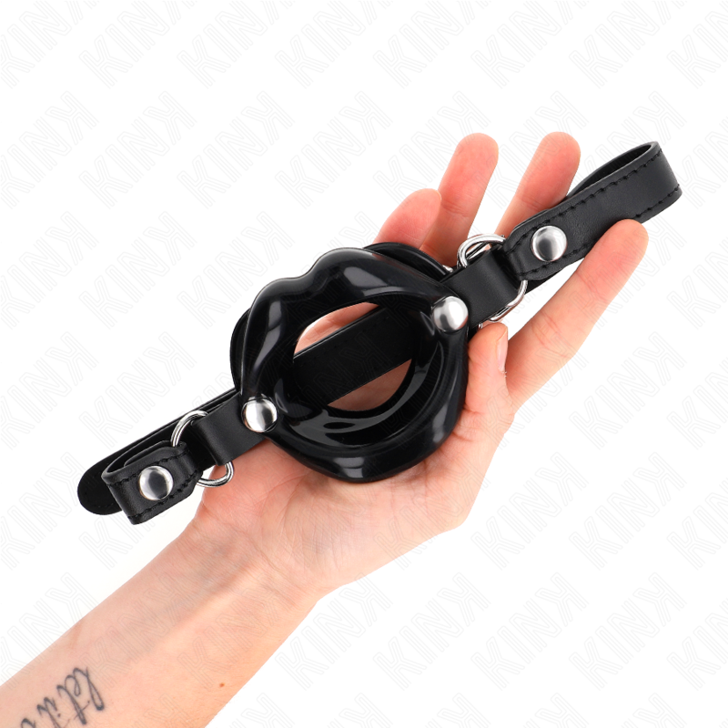 Bavaglio BDSM Lip Kink — Cinturino Similpelle Nera, 8 cm
