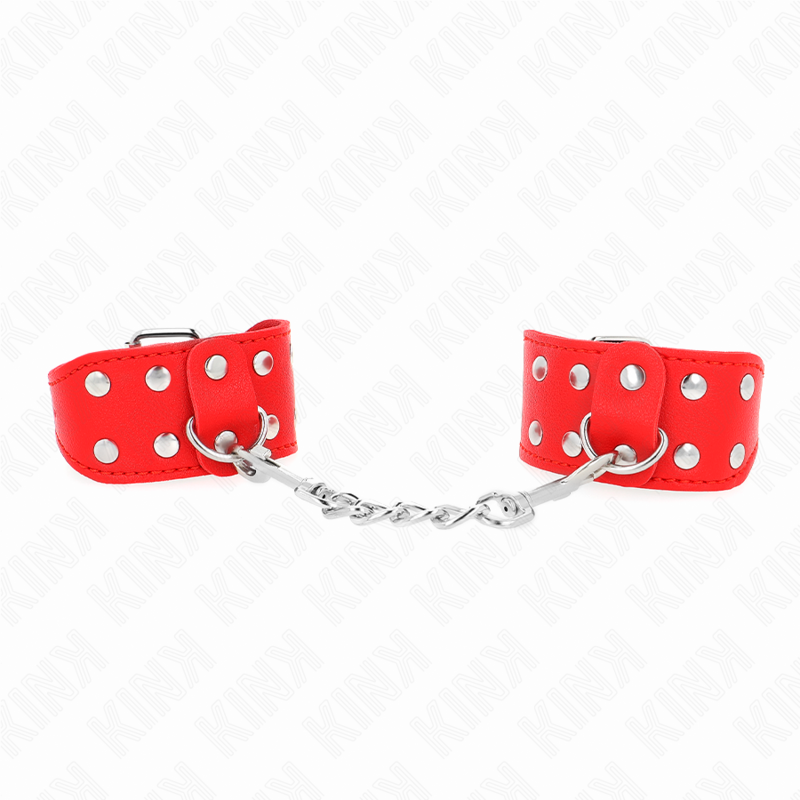 Manette BDSM con Borchie Kink — Polsiere Regolabili, Rosso