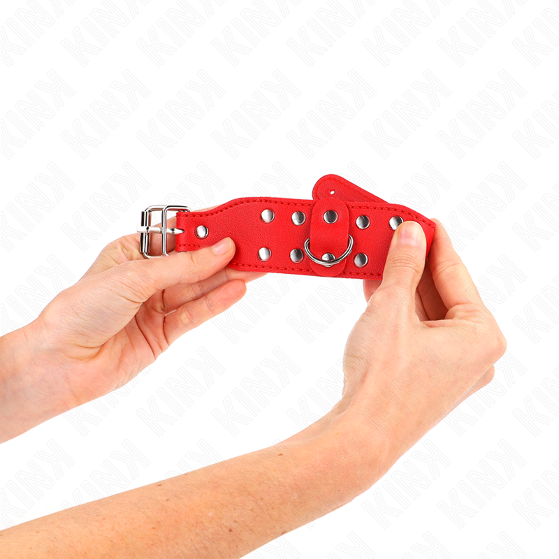 Manette BDSM con Borchie Kink — Polsiere Regolabili, Rosso