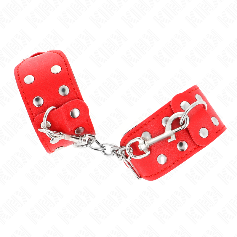 Manette BDSM con Borchie Kink — Polsiere Regolabili, Rosso