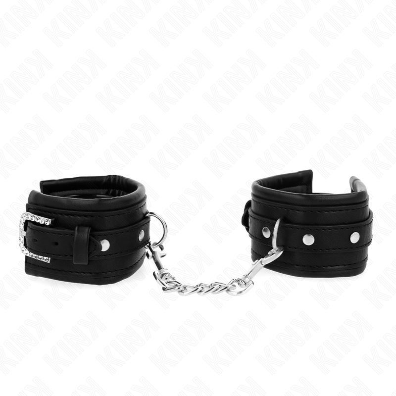 Manette BDSM con Fibbia Strass Kink — Regolabile, Nero