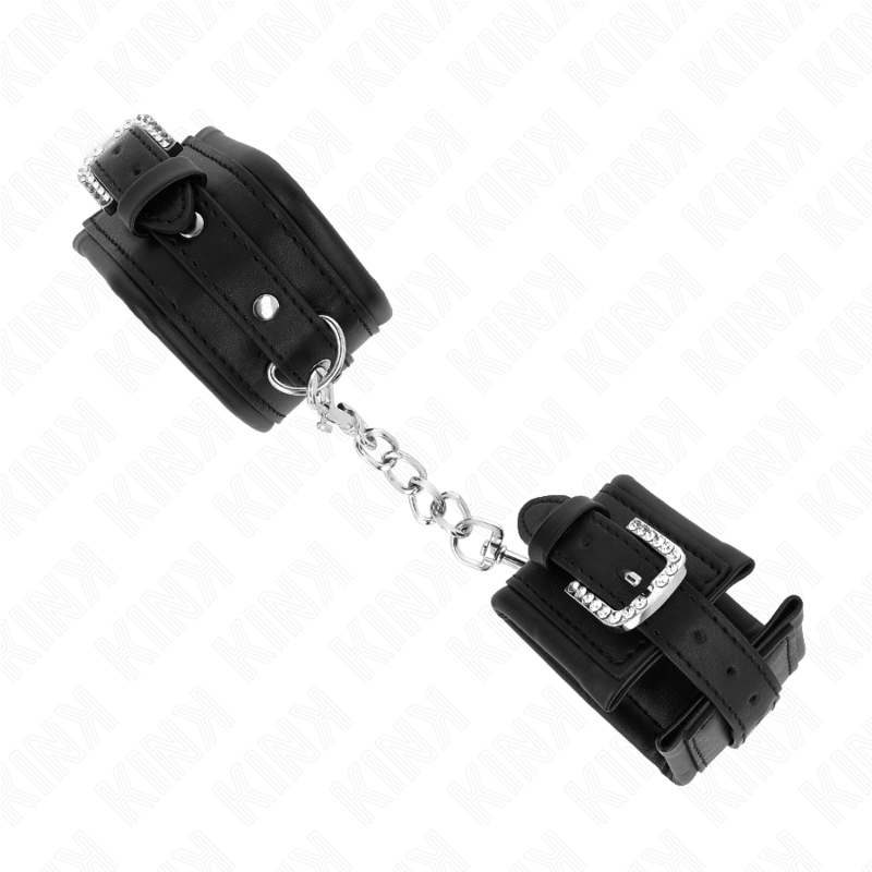 Manette BDSM con Fibbia Strass Kink — Regolabile, Nero