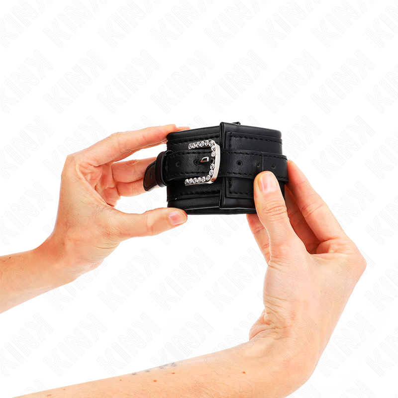 Manette BDSM con Fibbia Strass Kink — Regolabile, Nero