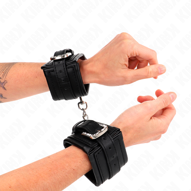 Manette BDSM con Fibbia Strass Kink — Regolabile, Nero