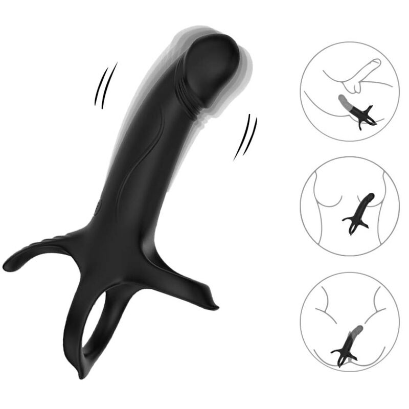 Anello Fallico Vibrante Armony — Silicone, 9 Modalità, Nero