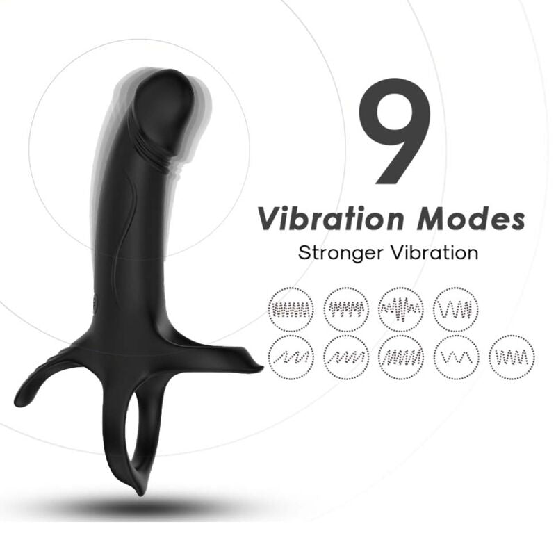 Anello Fallico Vibrante Armony — Silicone, 9 Modalità, Nero