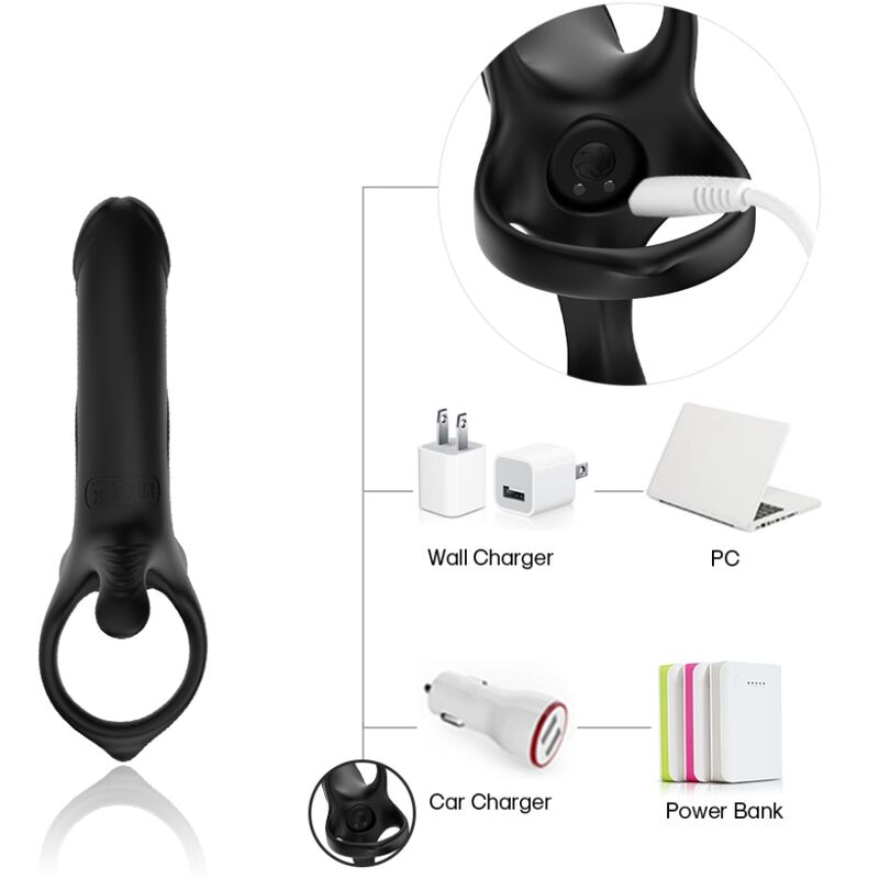 Anello Fallico Vibrante Armony — Silicone, 9 Modalità, Nero