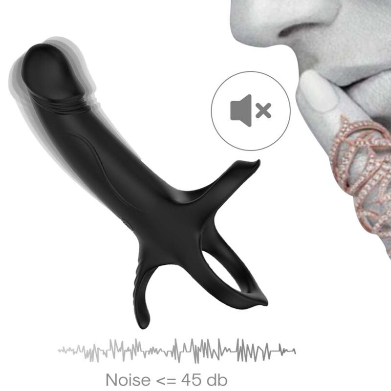 Anello Fallico Vibrante Armony — Silicone, 9 Modalità, Nero