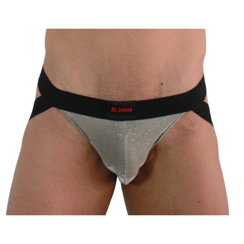 Jockstrap Lucido BURN 001 — Beige/Nero, Taglia M