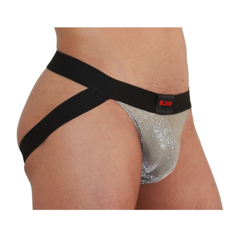 Jockstrap Lucido BURN 001 — Beige/Nero, Taglia M