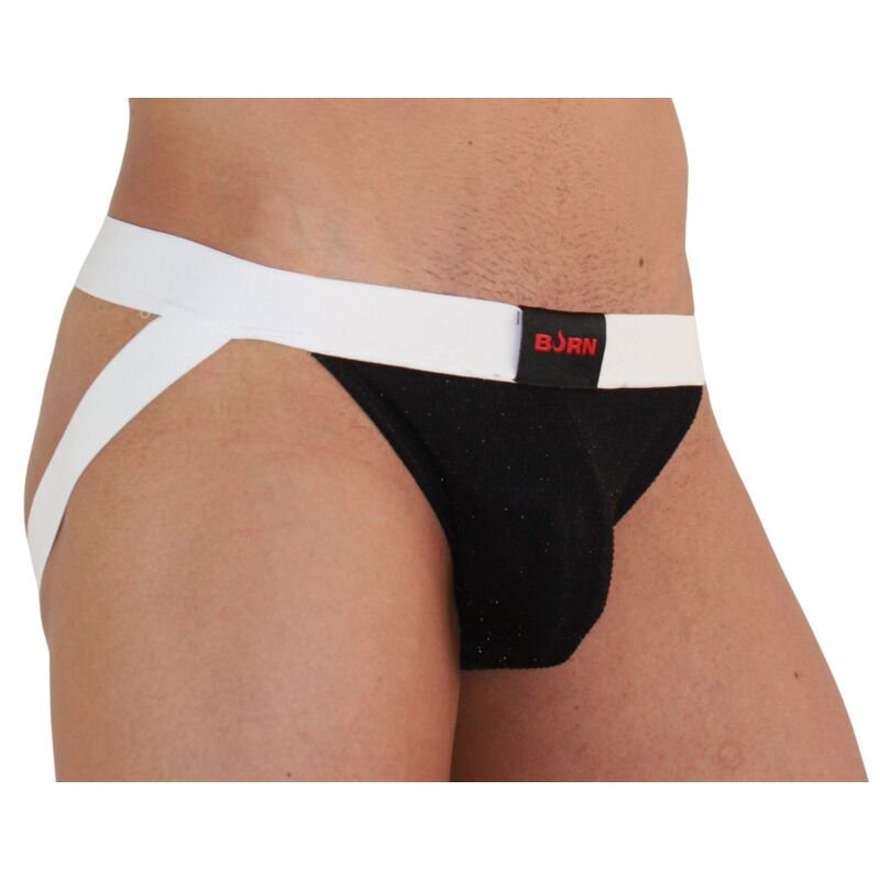 Jockstrap Lucido BURN 004 — Nero/Bianco, XL