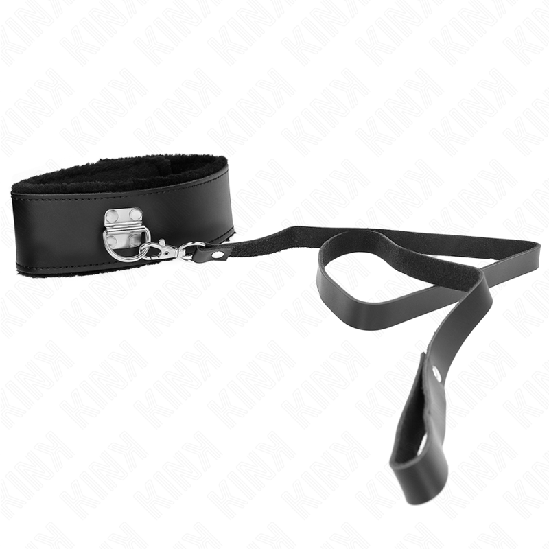 Collare BDSM con Cintura Kink — Pelle Nera, Regolabile