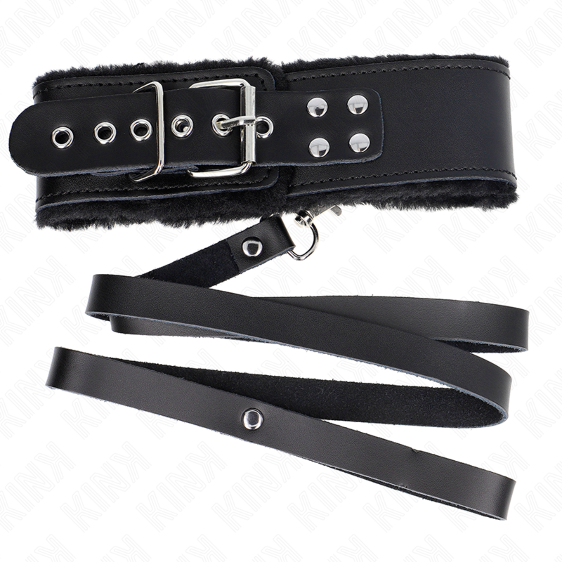Collare BDSM con Cintura Kink — Pelle Nera, Regolabile