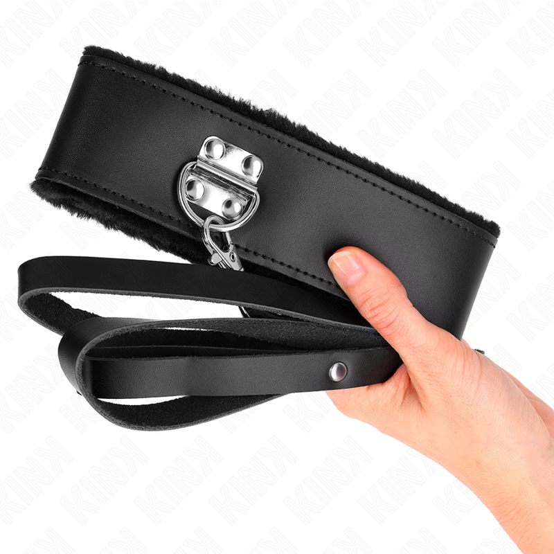 Collare BDSM con Cintura Kink — Pelle Nera, Regolabile