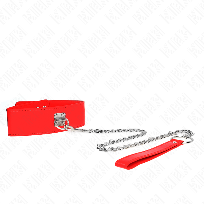 Collare BDSM con Cintura Kink — Regolabile, Rosso 5 cm