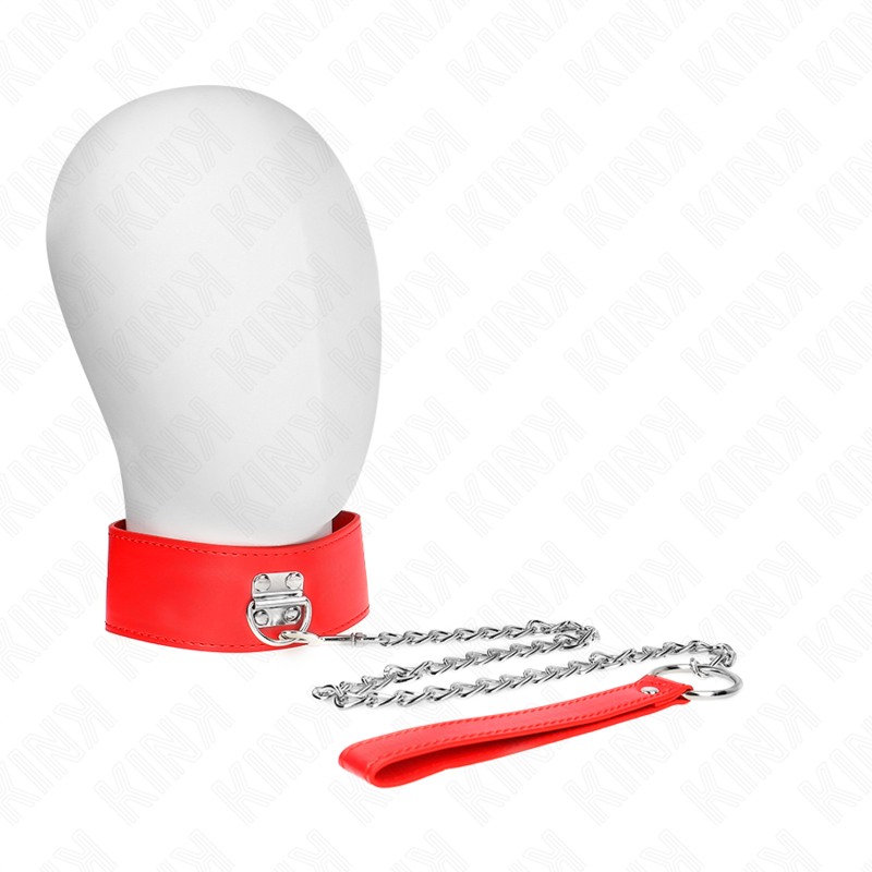 Collare BDSM con Cintura Kink — Regolabile, Rosso 5 cm