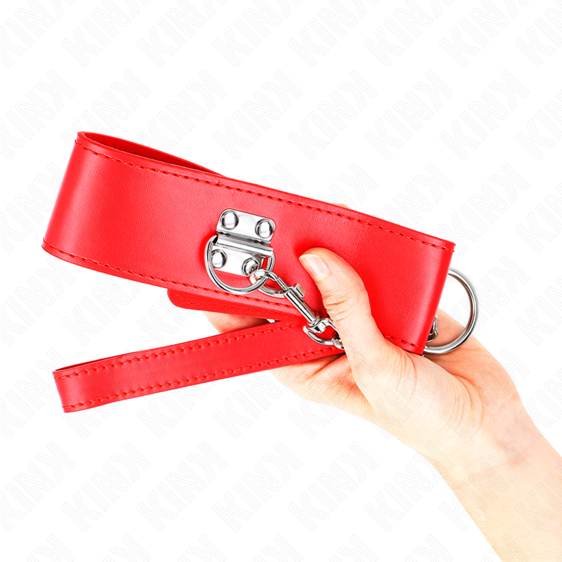 Collare BDSM con Cintura Kink — Regolabile, Rosso 5 cm
