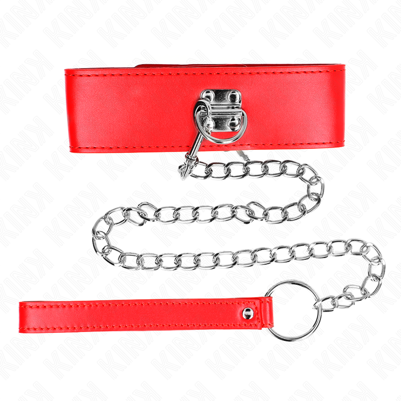 Collare BDSM con Cintura Kink — Regolabile, Rosso 5 cm