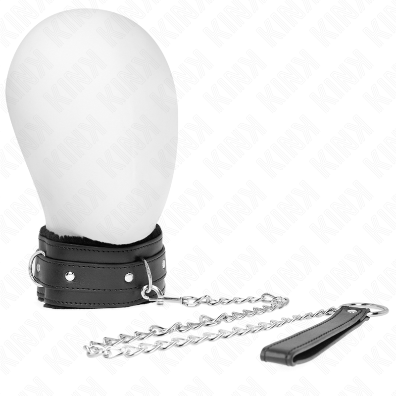 Collare BDSM con Guinzaglio Kink — Regolabile, Nero