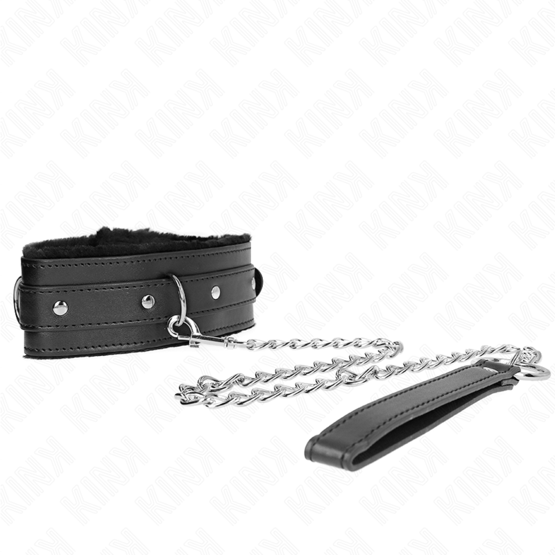 Collare BDSM con Guinzaglio Kink — Regolabile, Nero
