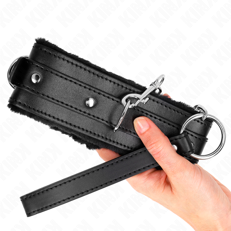 Collare BDSM con Guinzaglio Kink — Regolabile, Nero