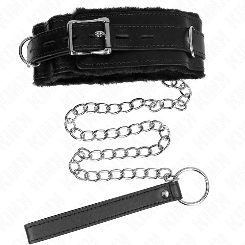 Collare BDSM con Guinzaglio Kink — Regolabile, Nero