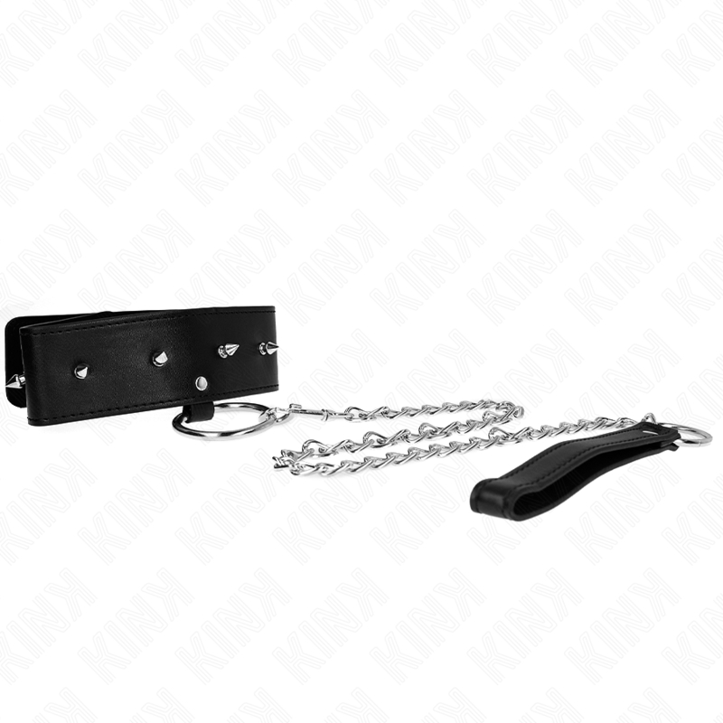 Collare BDSM con Guinzaglio Kink — Borchie Argento, 36-43 cm