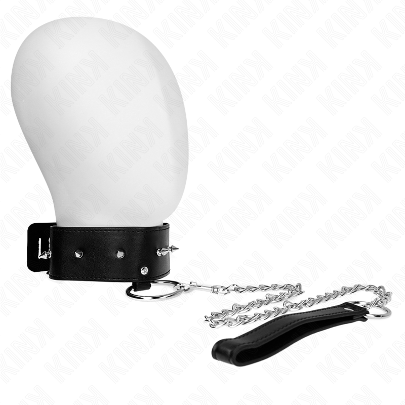 Collare BDSM con Guinzaglio Kink — Borchie Argento, 36-43 cm