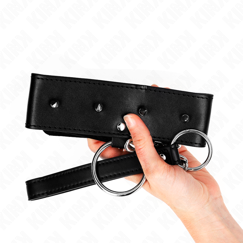 Collare BDSM con Guinzaglio Kink — Borchie Argento, 36-43 cm