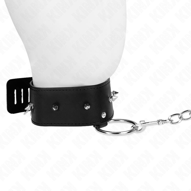 Collare BDSM con Guinzaglio Kink — Borchie Argento, 36-43 cm