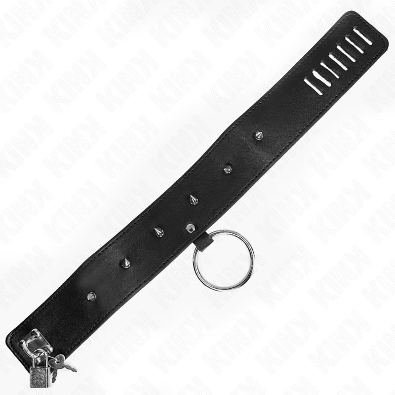 Collare BDSM con Guinzaglio Kink — Borchie Argento, 36-43 cm