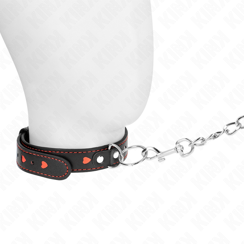 Collare BDSM con Guinzaglio Kink — Dettagli Cuore, 65 cm